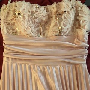 Formal pink dress with gold sequence